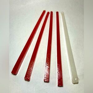 Lot Of‎ 5 12” Taper Pyramidal Square Red White Candles Vintage